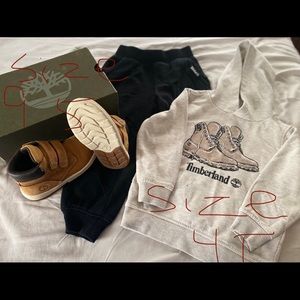 Timberland jogger set with matching timberland boots.